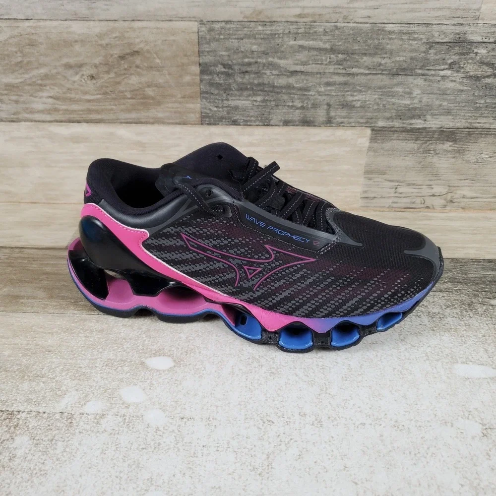 Mizuno Wave Prophecy 12 Womens Shoes Sz 7 Athletic Running Black Pink Sneakers